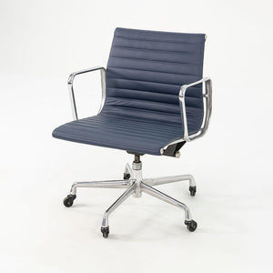 2010s Eames Aluminum Group Management Desk Chair by Ray and Charles Eames for Herman Miller in Blue Leather