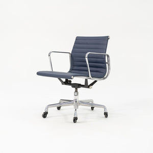 2010s Eames Aluminum Group Management Desk Chair by Ray and Charles Eames for Herman Miller in Blue Leather