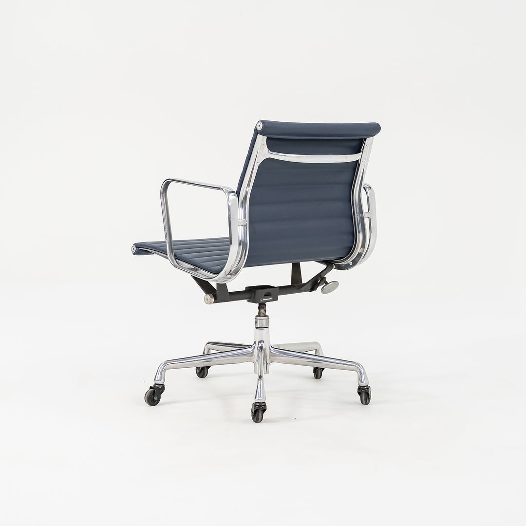 2010s Eames Aluminum Group Management Desk Chair by Ray and Charles Eames for Herman Miller in Blue Leather