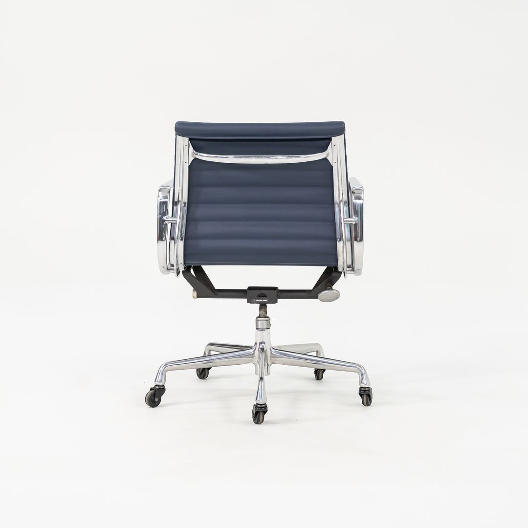 2010s Eames Aluminum Group Management Desk Chair by Ray and Charles Eames for Herman Miller in Blue Leather