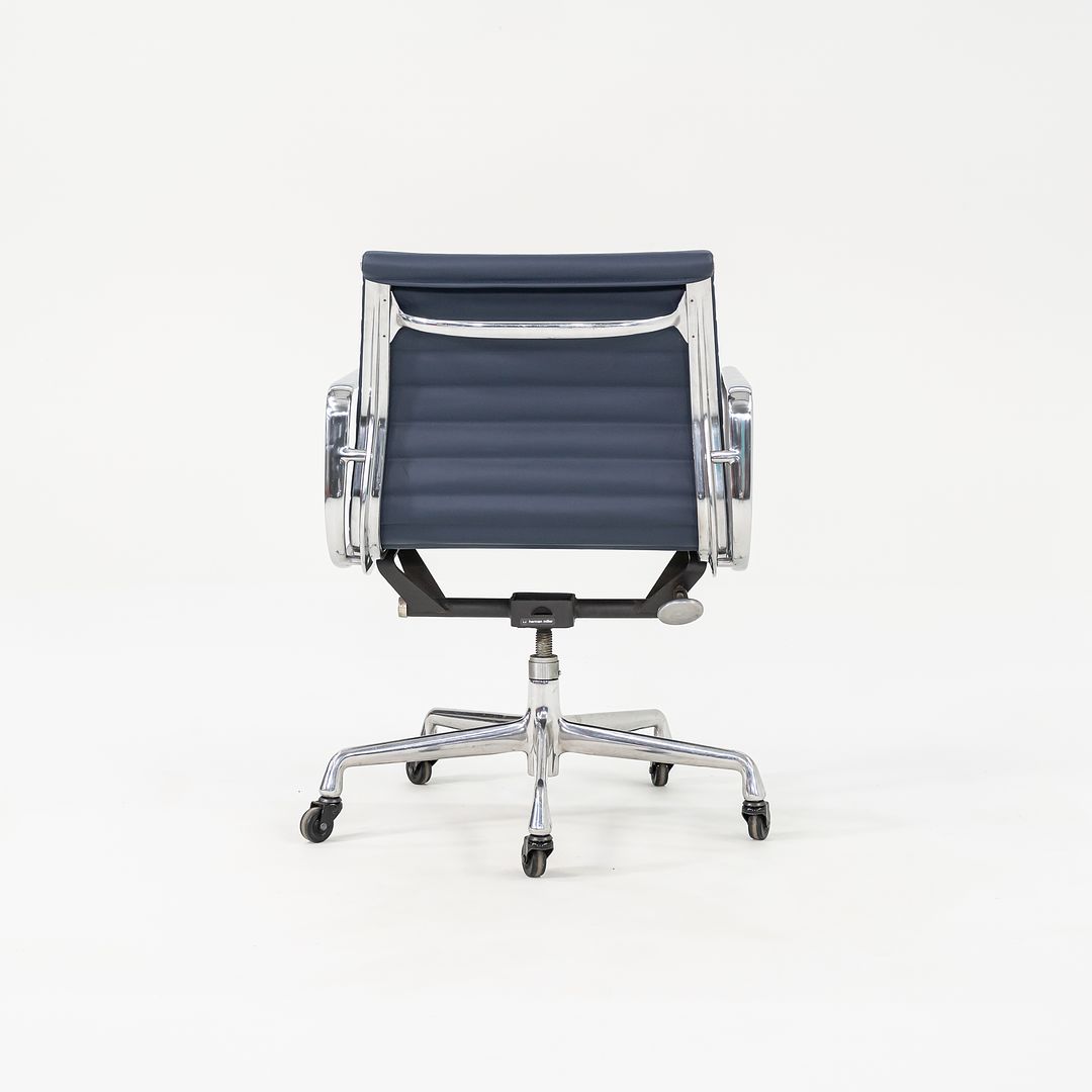 SOLD 2010s Eames Aluminum Group Management Desk Chair by Ray and Charles Eames for Herman Miller in Blue Leather