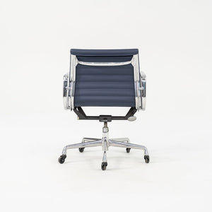 2010s Eames Aluminum Group Management Desk Chair by Ray and Charles Eames for Herman Miller in Blue Leather