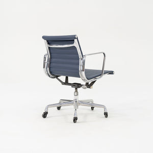 SOLD 2010s Eames Aluminum Group Management Desk Chair by Ray and Charles Eames for Herman Miller in Blue Leather