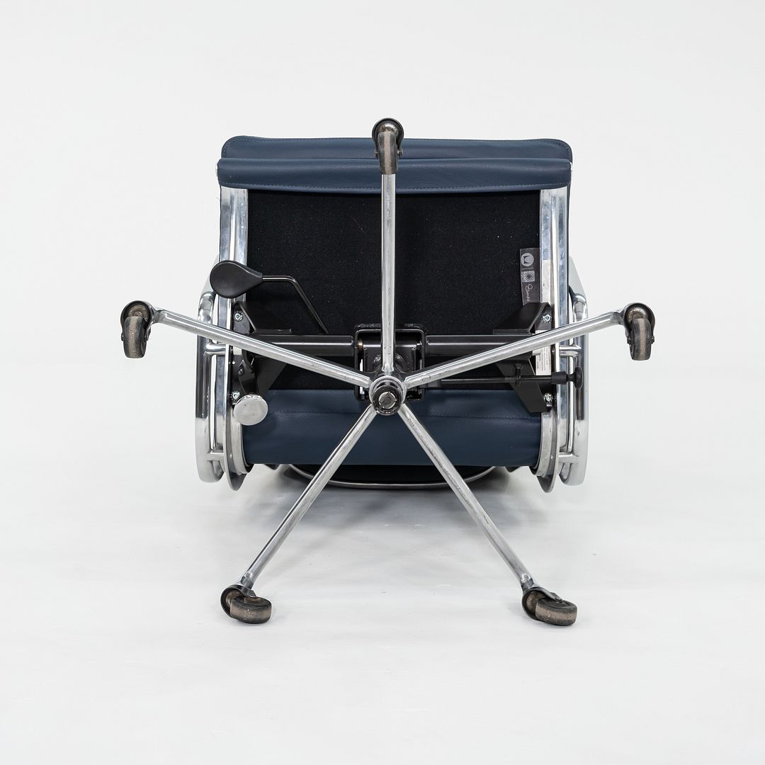 SOLD 2010s Herman Miller Eames Soft Pad Executive Desk Chair Blue Leather Upholstery