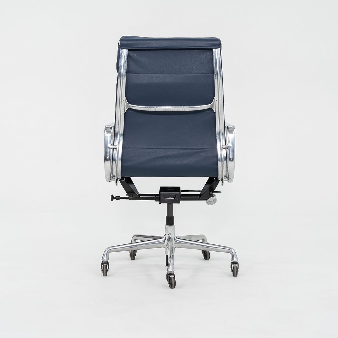 SOLD 2010s Herman Miller Eames Soft Pad Executive Desk Chair Blue Leather Upholstery