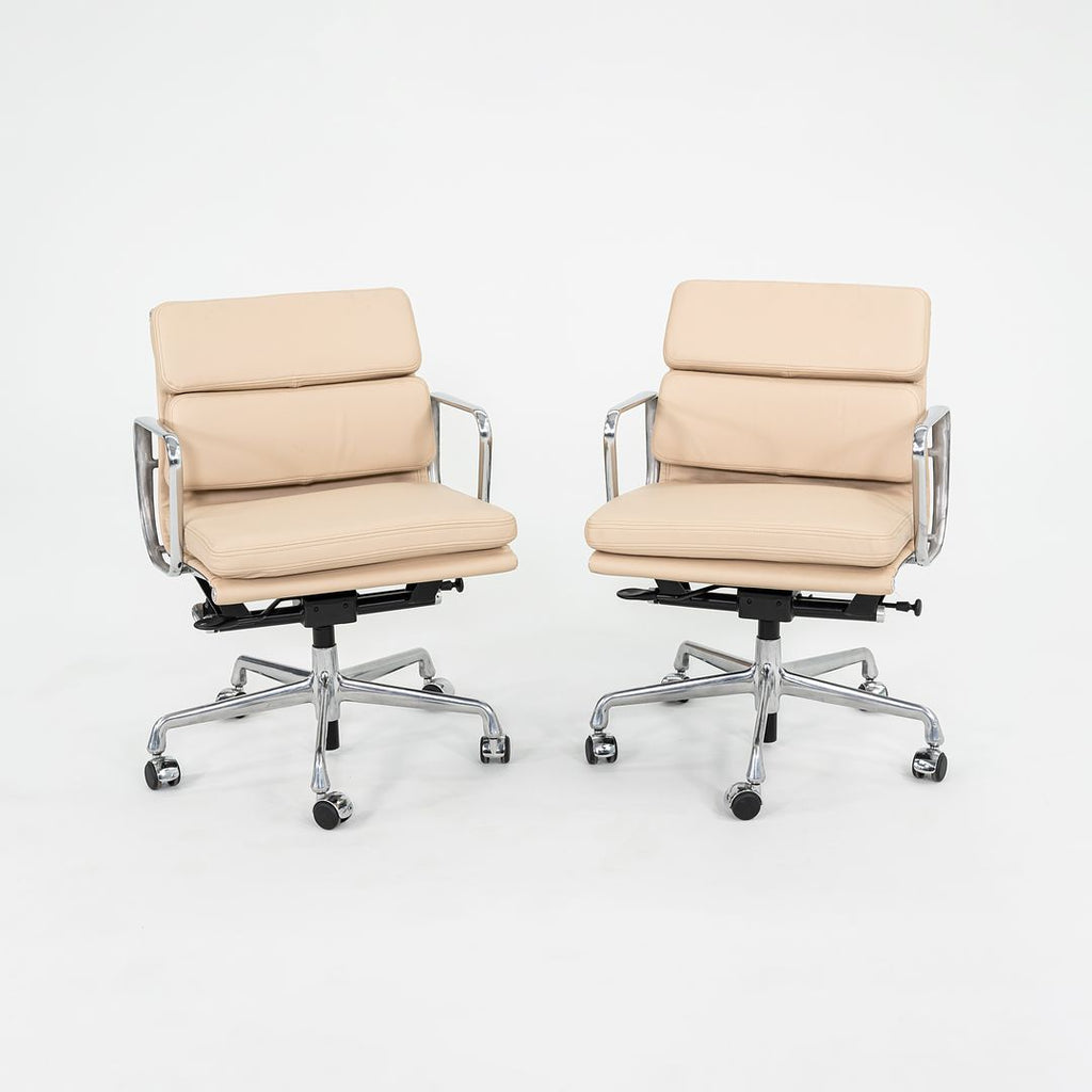 SOLD 2010s Herman Miller Eames Soft Pad Management Desk Chair in Cream Leather 1x Available