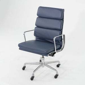 2010s Herman Miller Eames Executive Soft Pad Desk Chair Blue Leather Upholstery