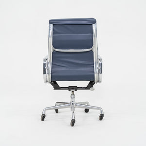 2010s Herman Miller Eames Executive Soft Pad Desk Chair Blue Leather Upholstery