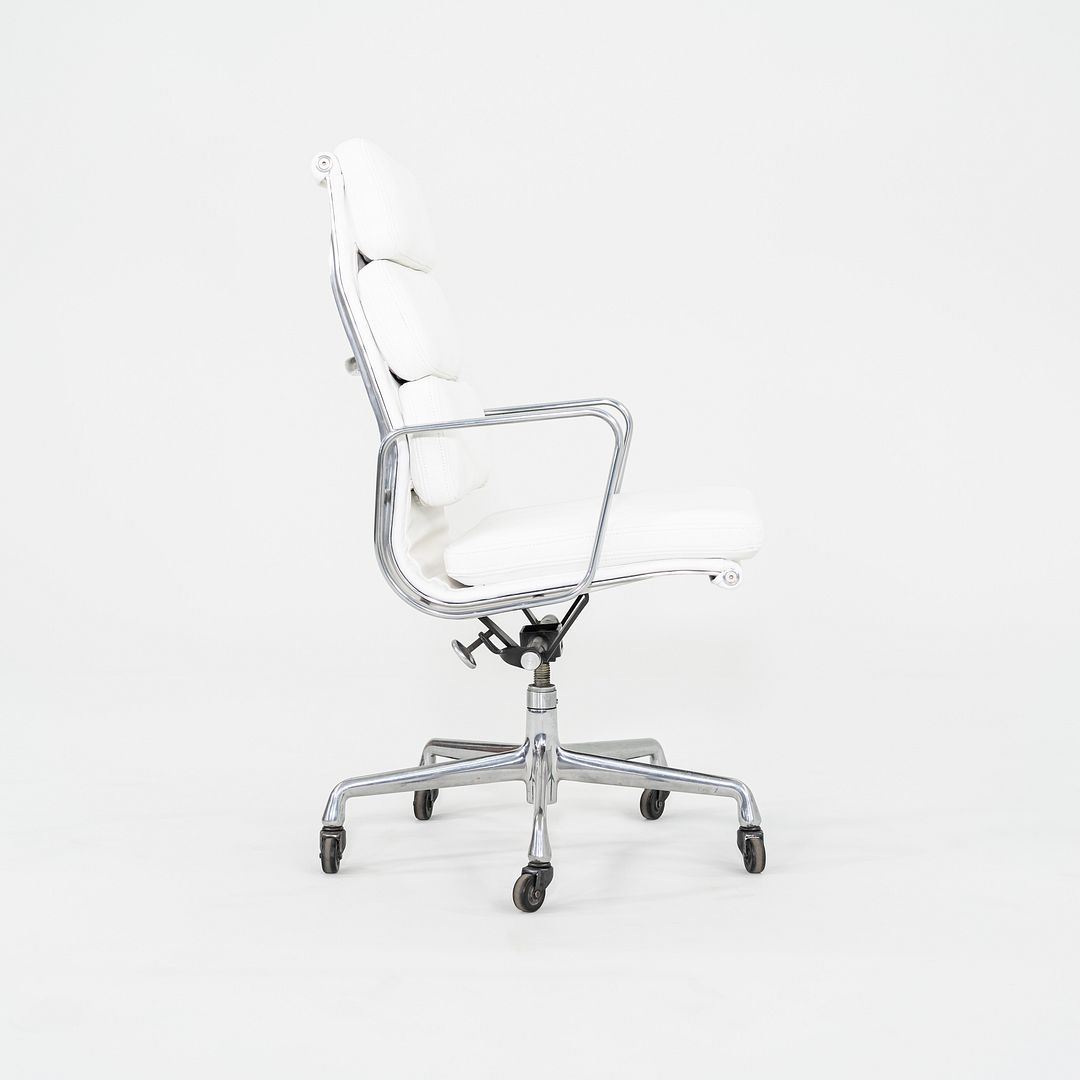 2010s Herman Miller Eames Executive Soft Pad Desk Chair White Leather Upholstery