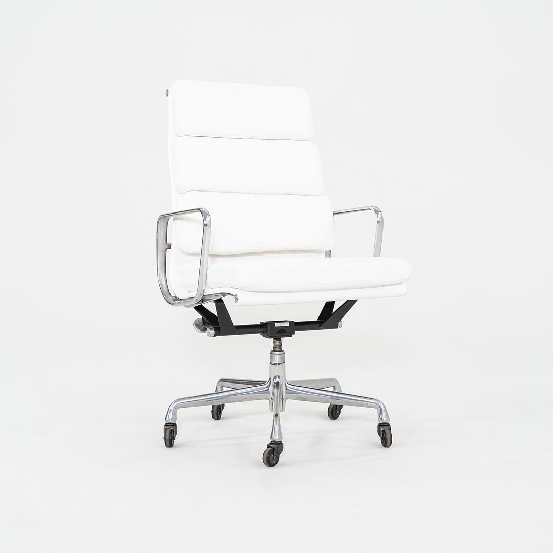 2010s Herman Miller Eames Executive Soft Pad Desk Chair White Leather Upholstery