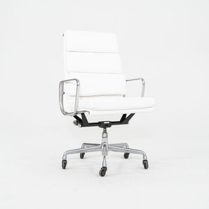 2010s Herman Miller Eames Executive Soft Pad Desk Chair White Leather Upholstery