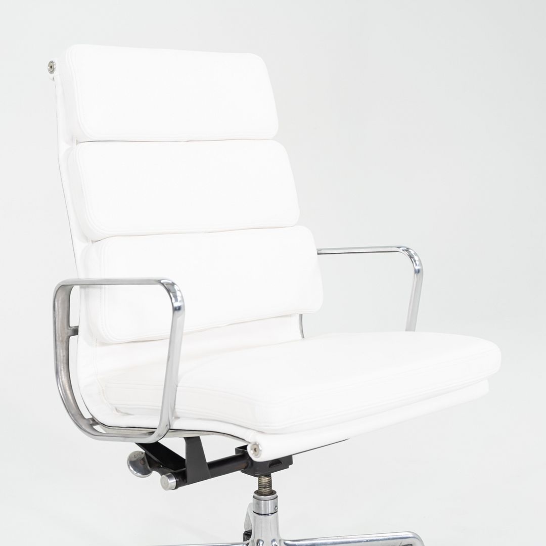 2010s Herman Miller Eames Executive Soft Pad Desk Chair White Leather Upholstery