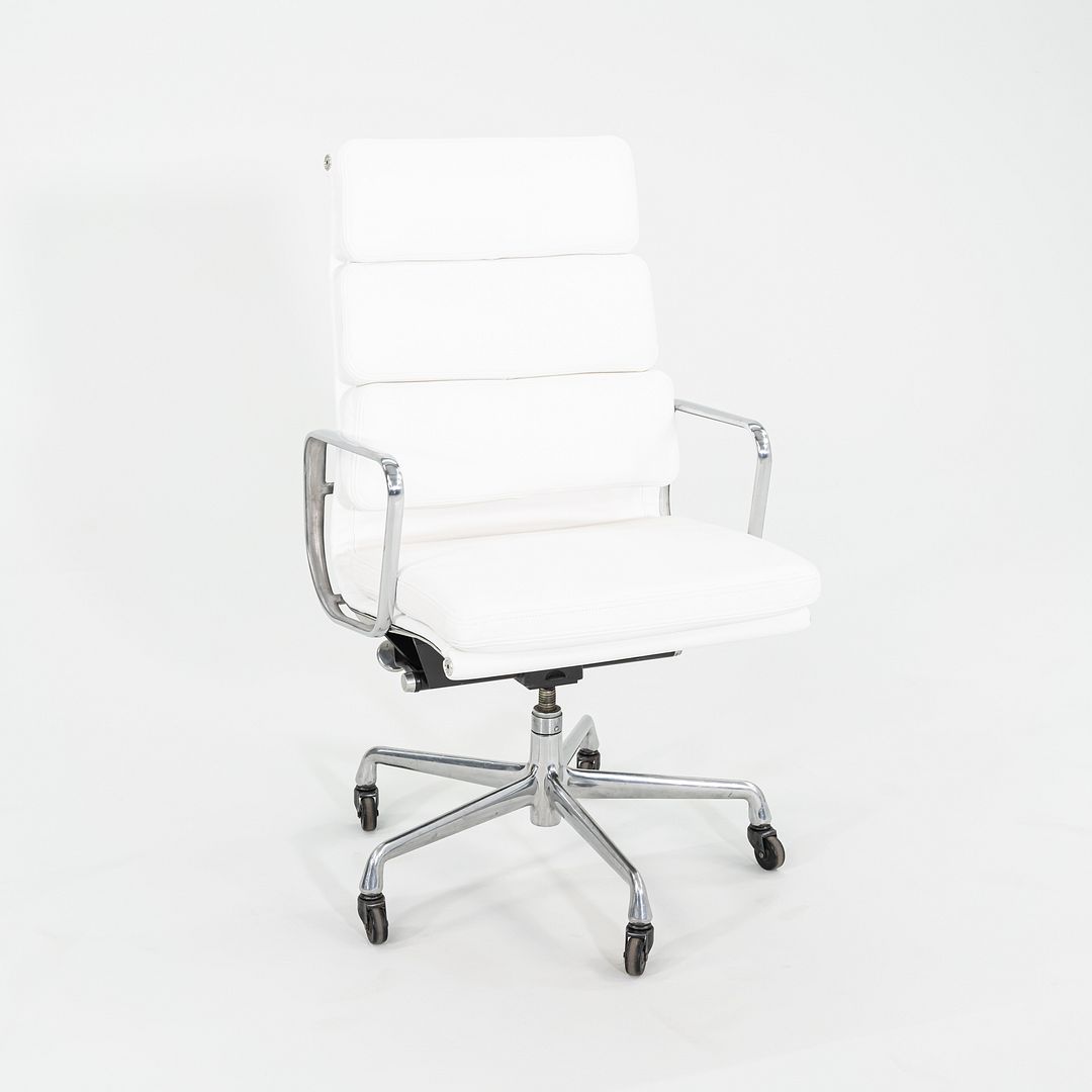 2010s Herman Miller Eames Executive Soft Pad Desk Chair White Leather Upholstery