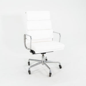 2010s Herman Miller Eames Executive Soft Pad Desk Chair White Leather Upholstery