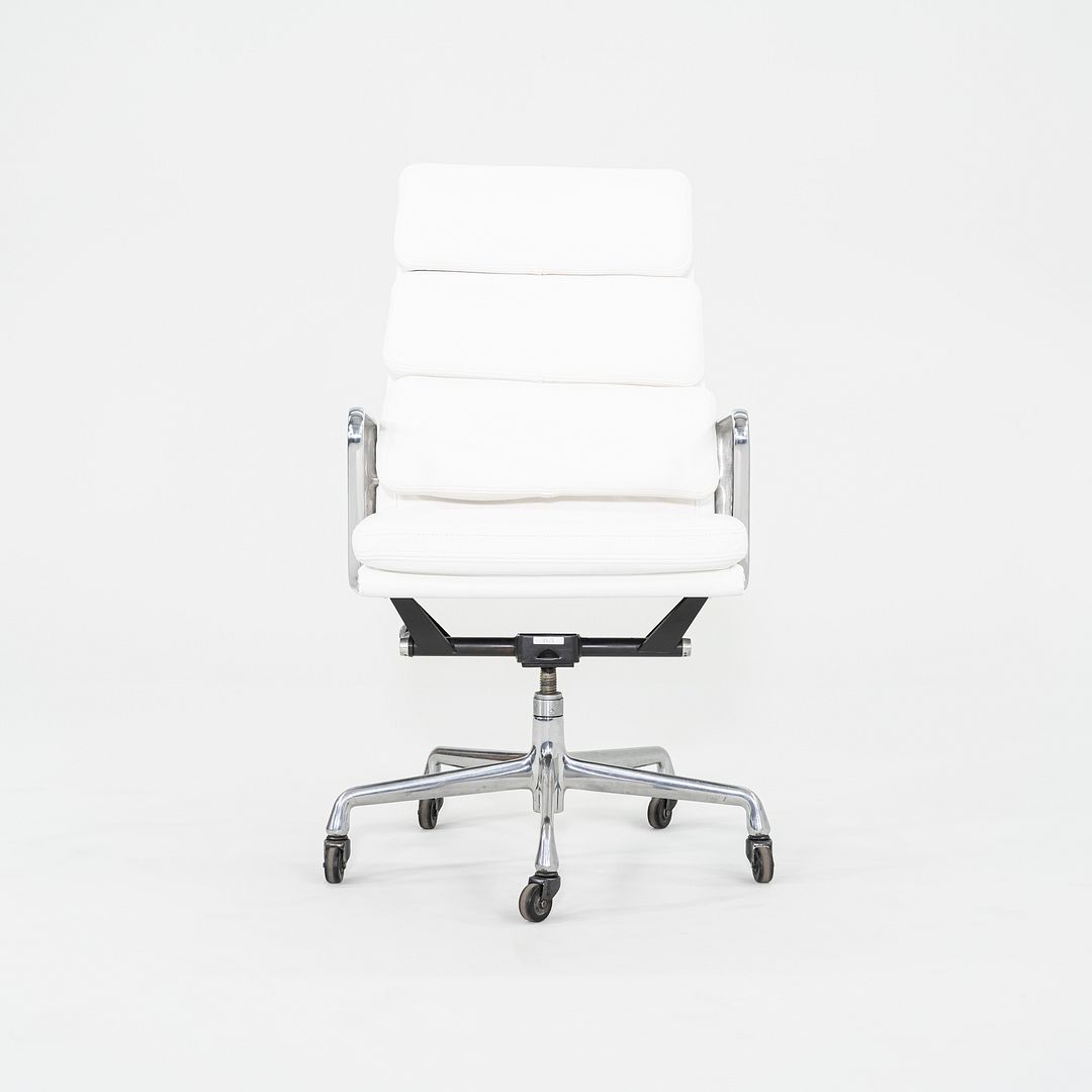 2010s Herman Miller Eames Executive Soft Pad Desk Chair White Leather Upholstery