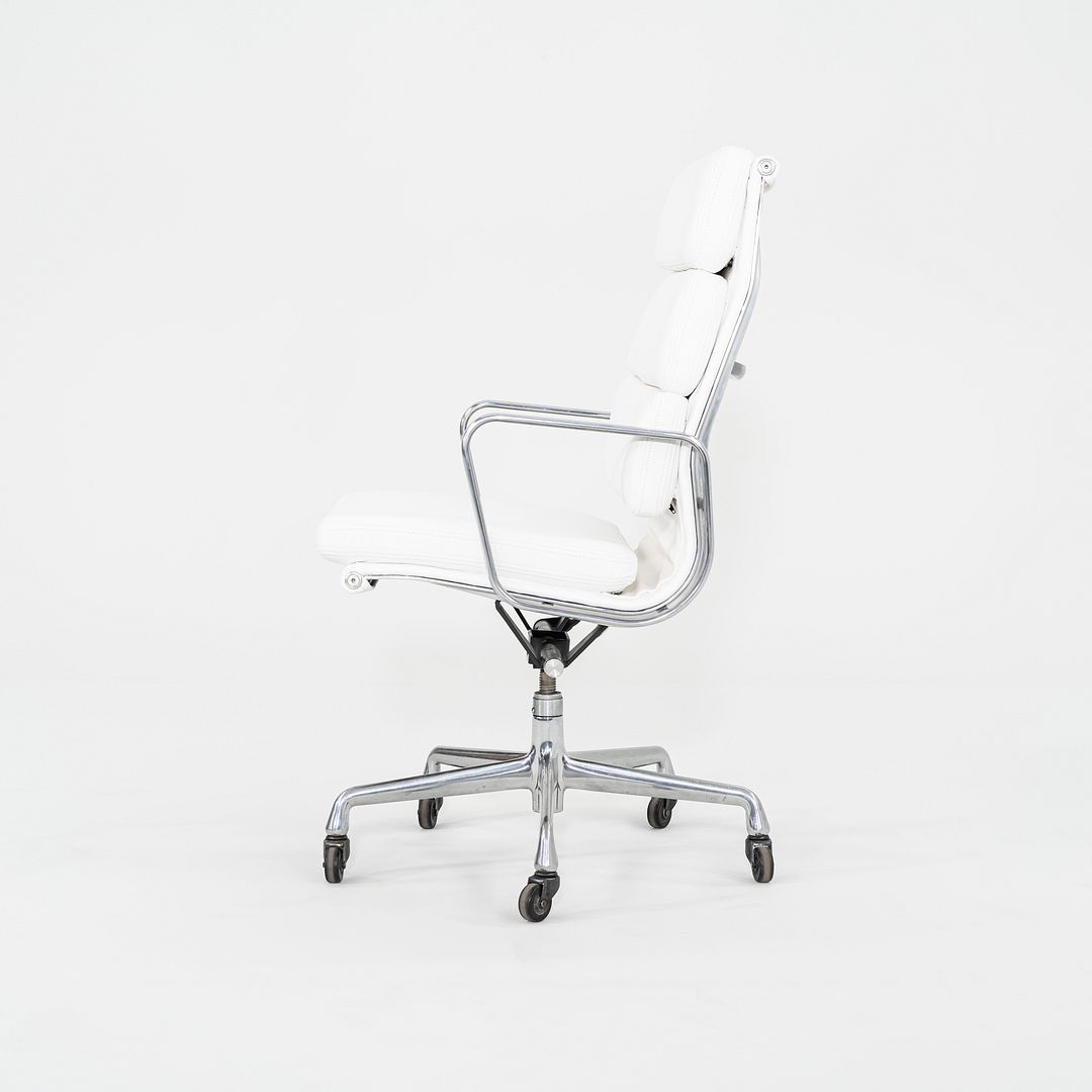 2010s Herman Miller Eames Executive Soft Pad Desk Chair White Leather Upholstery