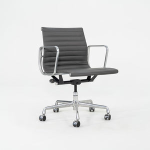 SOLD 2010s Herman Miller Eames Aluminum Management Desk Chair in Dark Grey Leather
