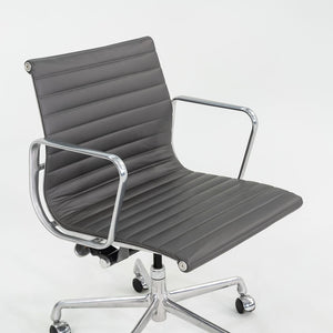 SOLD 2010s Herman Miller Eames Aluminum Management Desk Chair in Dark Grey Leather