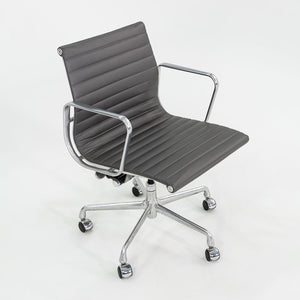SOLD 2010s Herman Miller Eames Aluminum Management Desk Chair in Dark Grey Leather