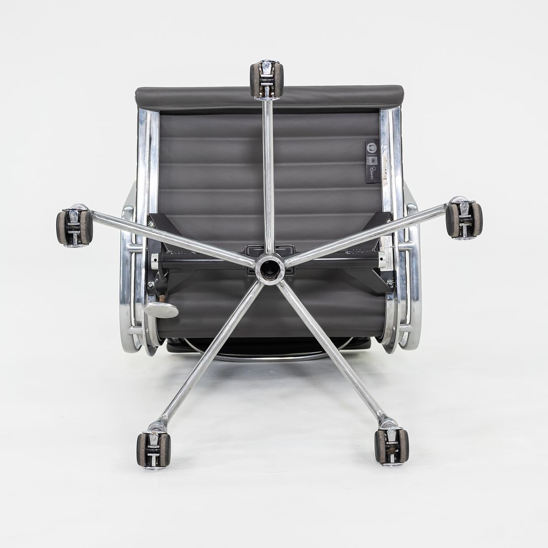 SOLD 2010s Herman Miller Eames Aluminum Management Desk Chair in Dark Grey Leather