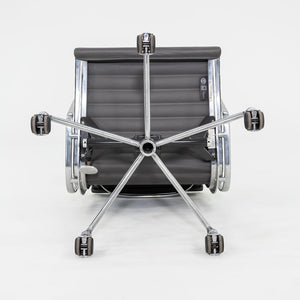 SOLD 2010s Herman Miller Eames Aluminum Management Desk Chair in Dark Grey Leather