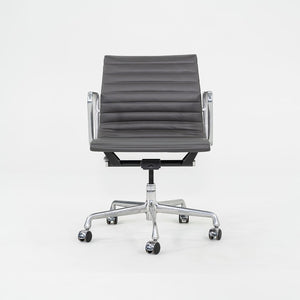 SOLD 2010s Herman Miller Eames Aluminum Management Desk Chair in Dark Grey Leather