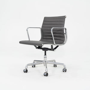 SOLD 2010s Herman Miller Eames Aluminum Management Desk Chair in Dark Grey Leather
