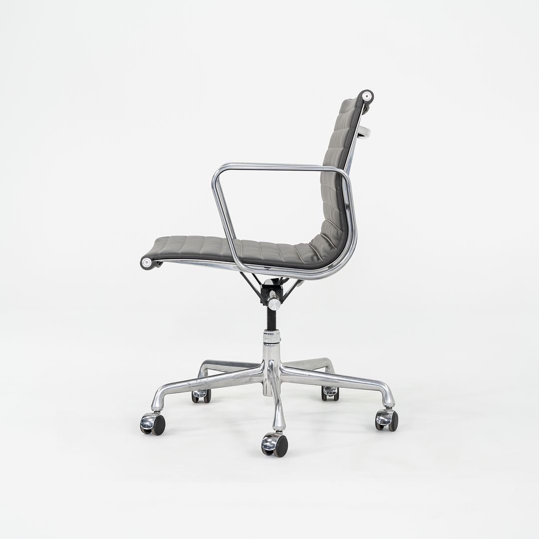 SOLD 2010s Herman Miller Eames Aluminum Management Desk Chair in Dark Grey Leather