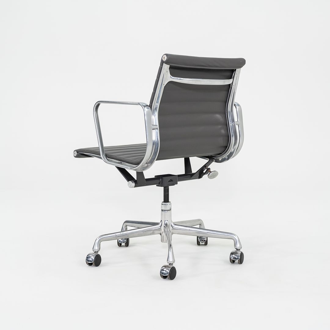 SOLD 2010s Herman Miller Eames Aluminum Management Desk Chair in Dark Grey Leather