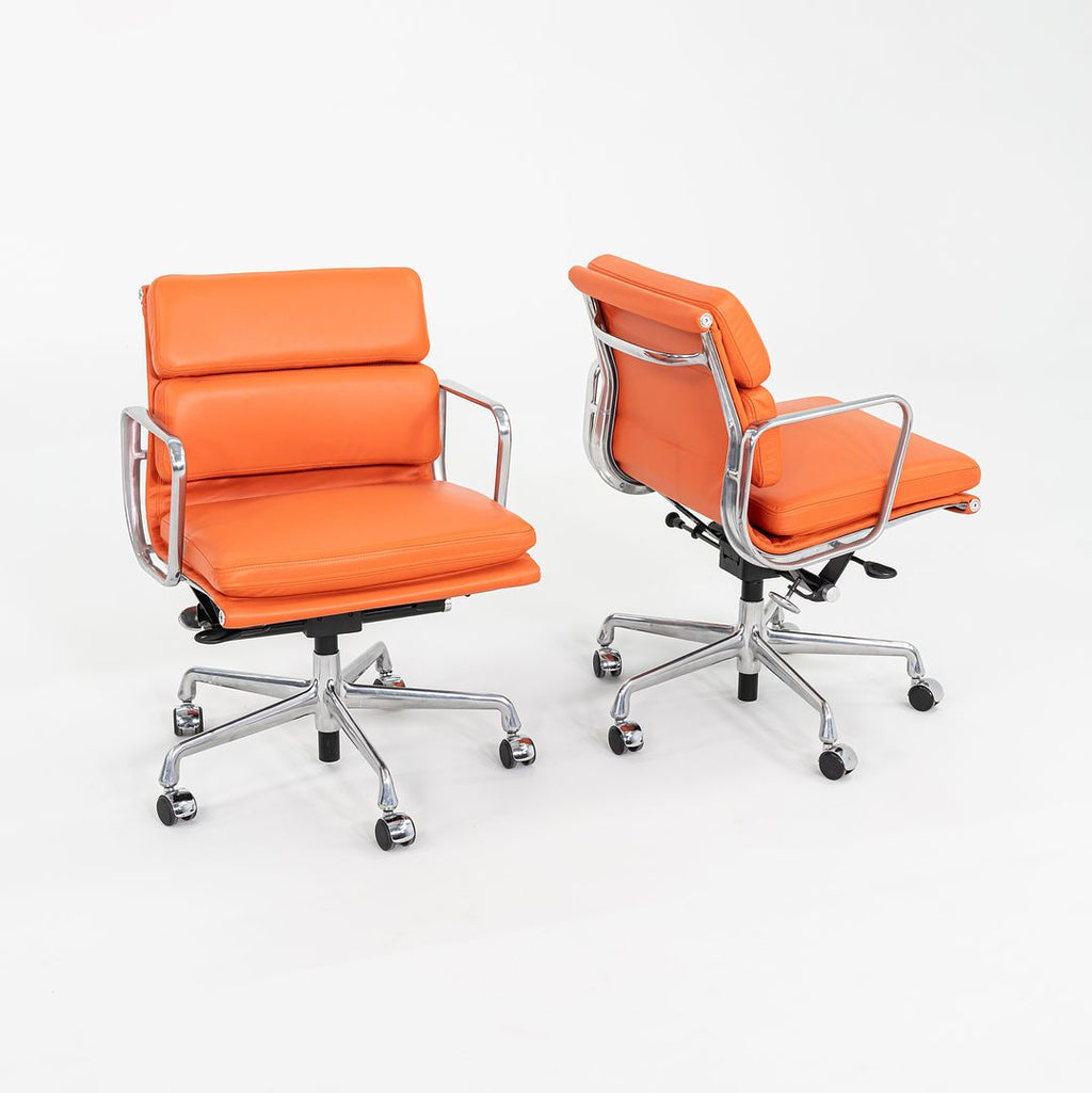 SOLD 2010s Herman Miller Eames Soft Pad Management Desk Chair in Orange Leather 1x Available