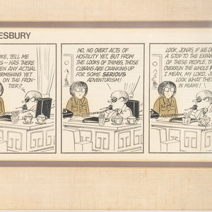 SOLD 1976 Original Framed Double Matted Doonesbury Cartoon by Garry Trudeau, April 07