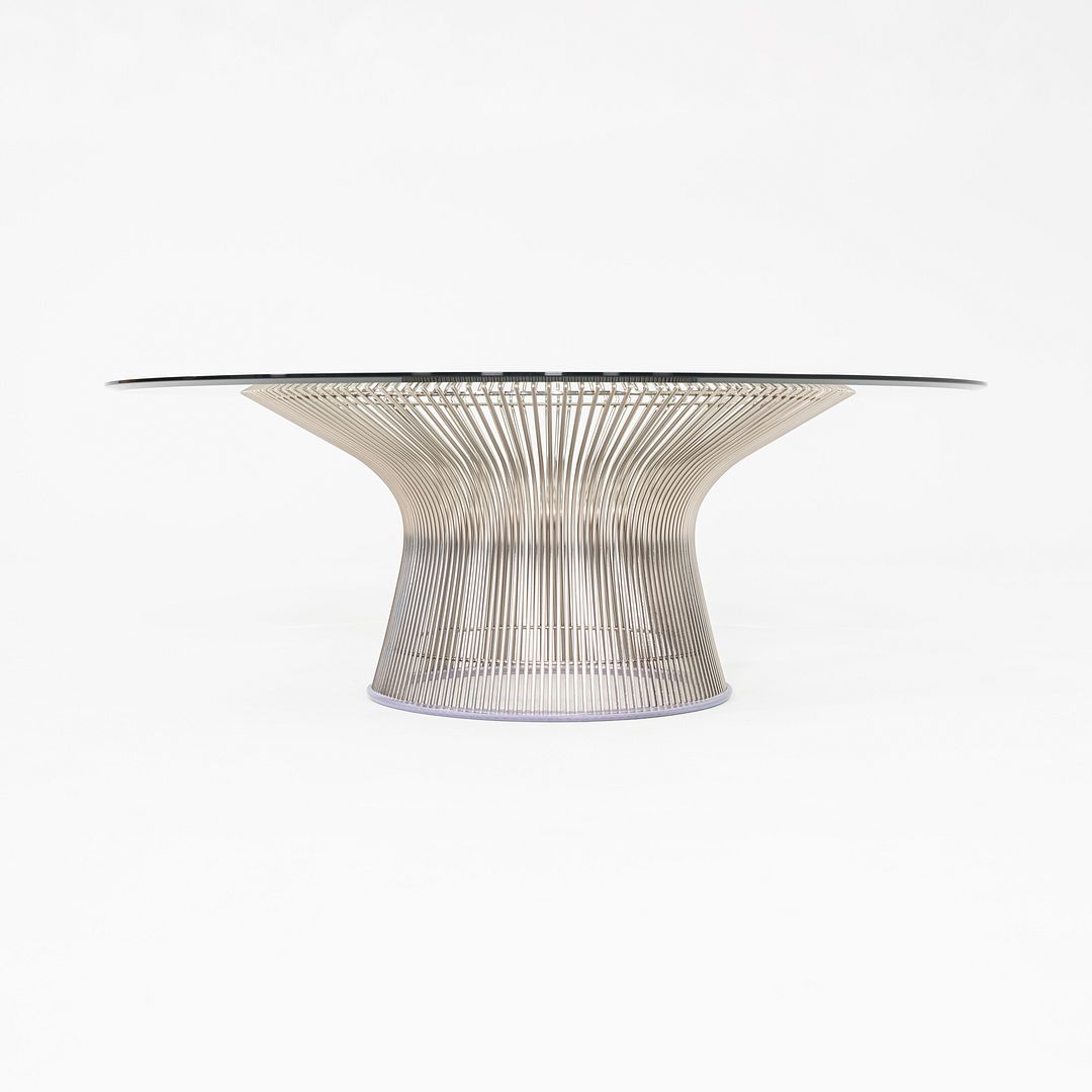 2018 Warren Platner for Knoll Coffee Table w/ 42" Glass Top & Nickel Chrome Base