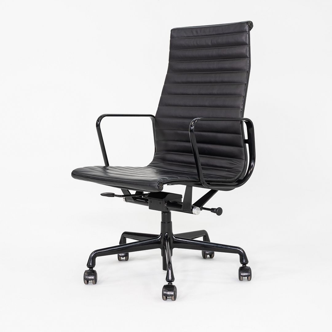 2017 Herman Miller Eames Aluminum Group Executive Desk Chair in Black Leather