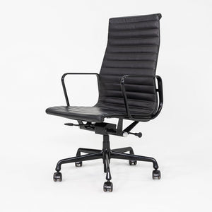 2017 Herman Miller Eames Aluminum Group Executive Desk Chair in Black Leather