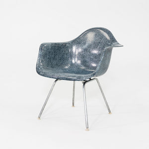1960s Herman Miller Eames MAX Fiberglass Arm Shell Chair Navy Blue w/ Steel Base