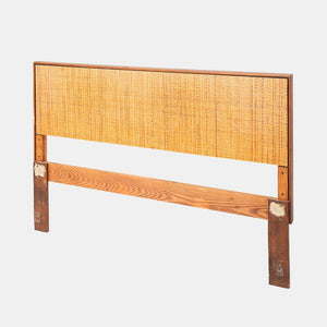 1960s Florence Knoll Cane and Walnut Full-Size Headboard, Model 740 WP 55x37"