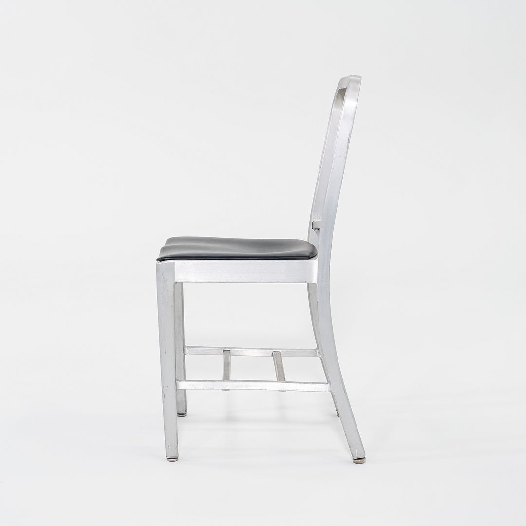 2010s Emeco 1006 Navy Dining Chair Aluminum with Black Seat Pad 35x Available