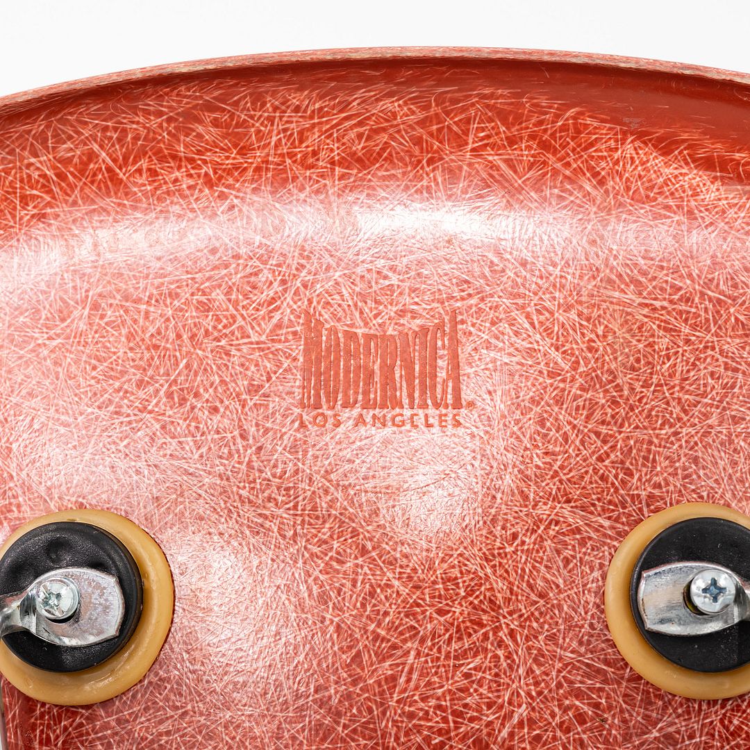 2010s Eames Modernica Bar Stool in Steel and Orange Red Fiberglass 13x Available