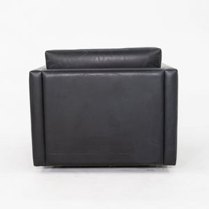 1970s Pair of Charles Pfister for Knoll Tuxedo Club Lounge Chairs Black Leather