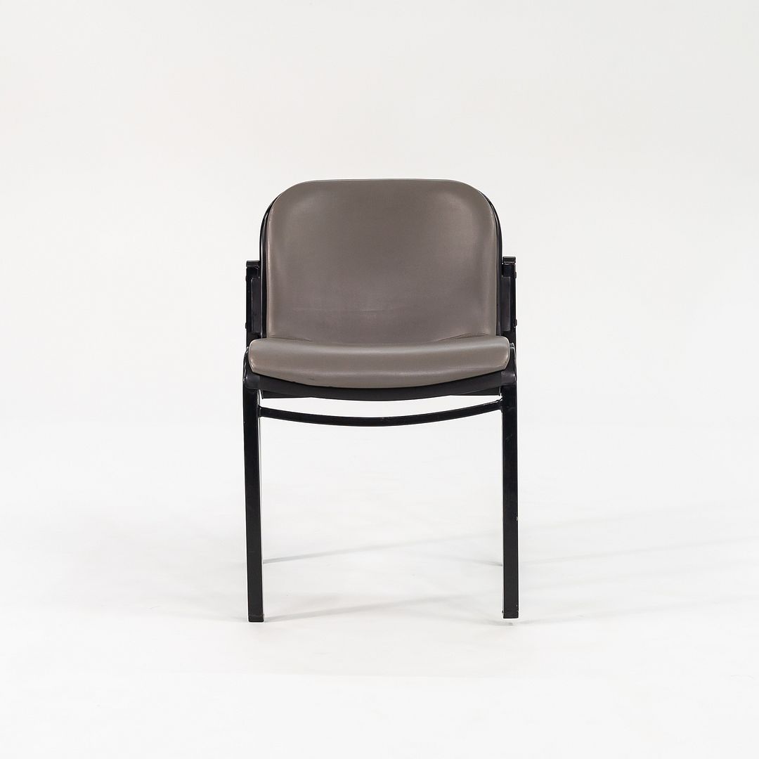 1980s Pair of Thonet Leather Side Chairs in Steel w/ Grey Naugahyde Upholstery
