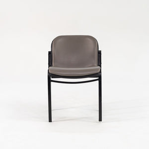 1980s Pair of Thonet Leather Side Chairs in Steel w/ Grey Naugahyde Upholstery
