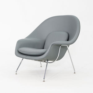 2010s Eero Saarinen for Knoll Medium Womb Lounge Chair in Grey Leather 3x Avail