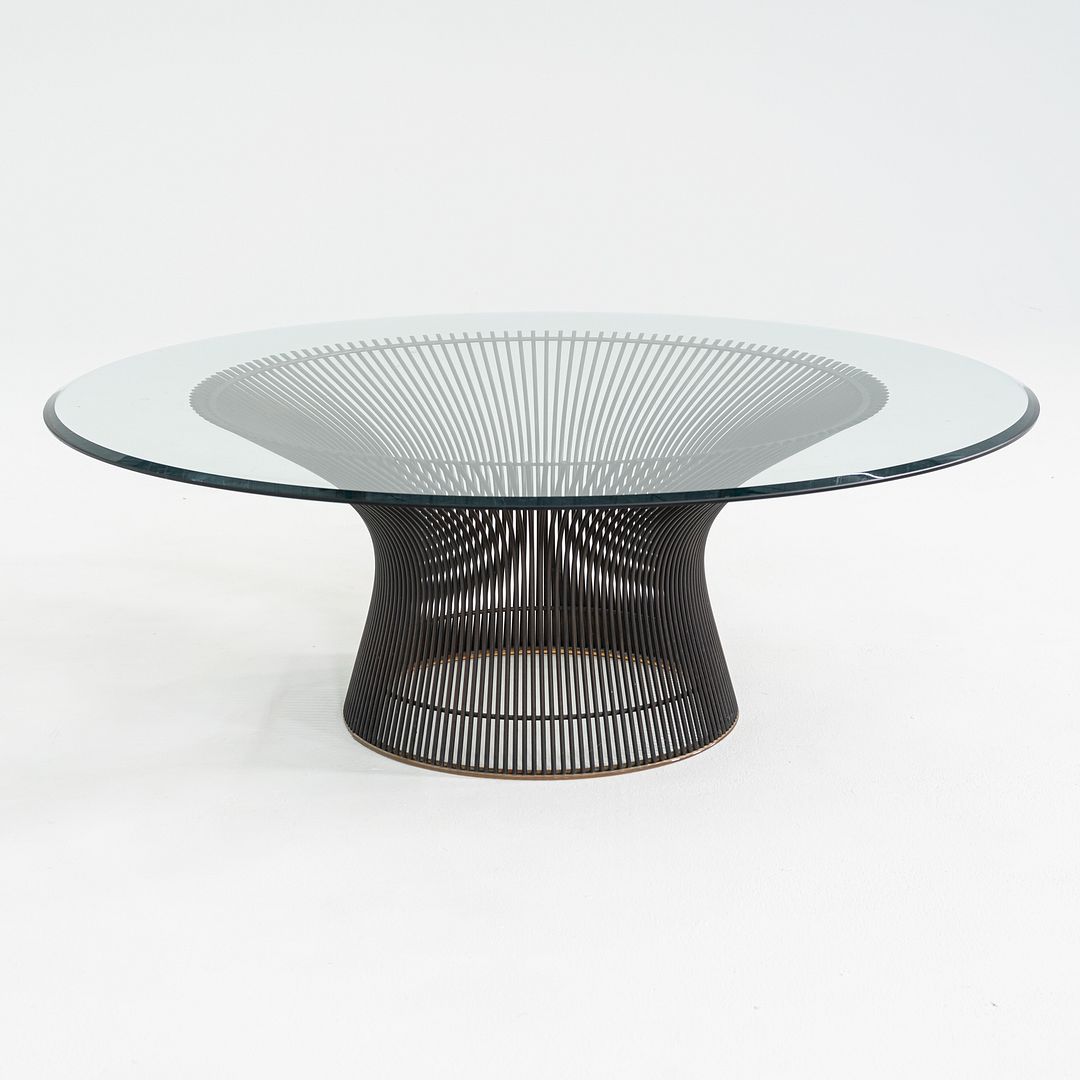 1960s Warren Platner Knoll Coffee Table with Glass Top and Bronze Base 42 Inches