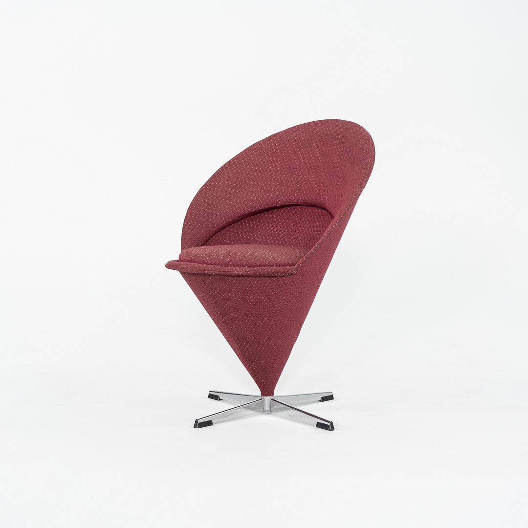 1960s Verner Panton for Plus Linje Cone Side Chair in Fabric and Chromed Steel
