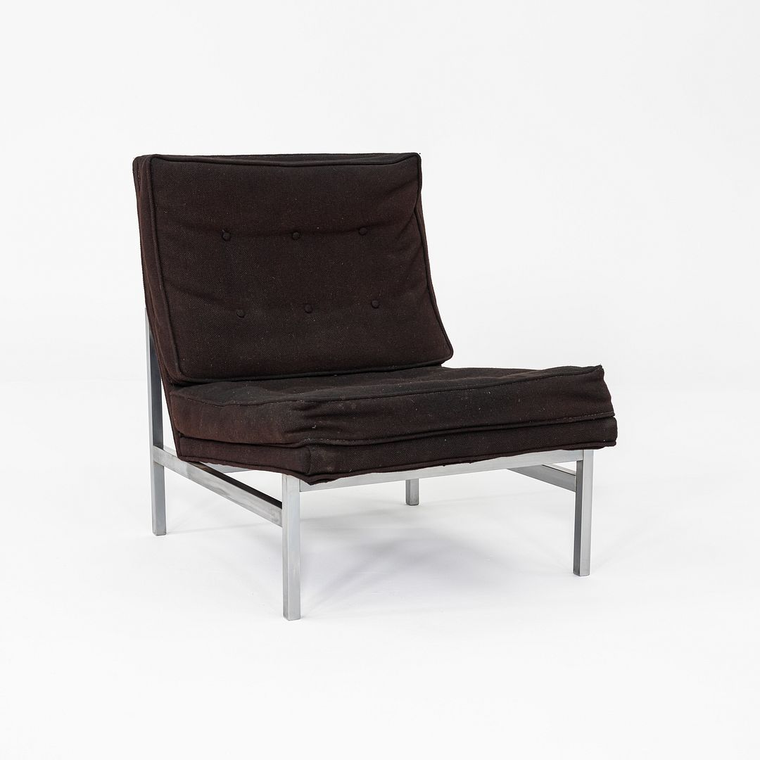 1960s Florence Knoll Armless Slipper Lounge Chair Upholstered in Black Fabric