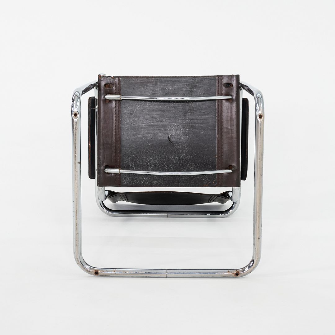 1970s Pair of Matteo Grassi Mart Stam Dining Arm Chairs Brown Leather and Chrome