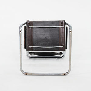 1970s Pair of Matteo Grassi Mart Stam Dining Arm Chairs Brown Leather and Chrome