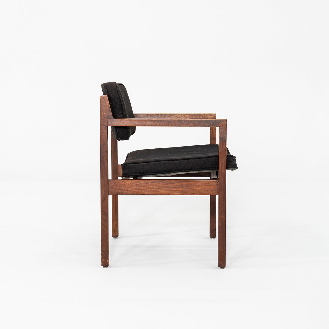 1970s Set of Eight Dining Arm Chairs Attributed to Jens Risom Walnut w/ Fabric