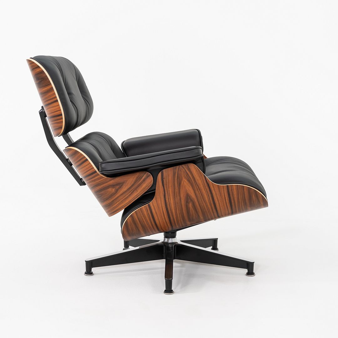 2024 Herman Miller Eames Lounge Chair and Ottoman in Black Leather and Santos Palisander