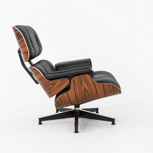 2024 Herman Miller Eames Lounge Chair and Ottoman in Black Leather and Santos Palisander